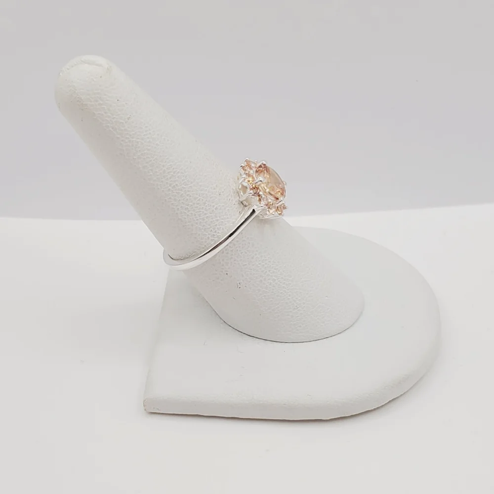 Champagne Halo 925 Sterling Silver Ring